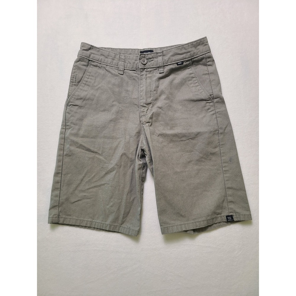 Vans 14 Chino Shorts Skate Casual Gray Green Cotton Twill Flat Front